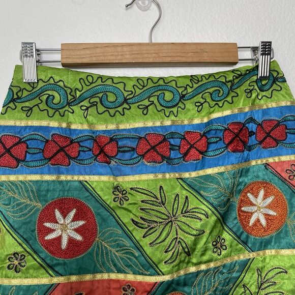 Vintage Sandy Starkman Skirt Sz 8 Green Pencil Gypsie Fairy Boho Whimsical Funky - Picture 2 of 9